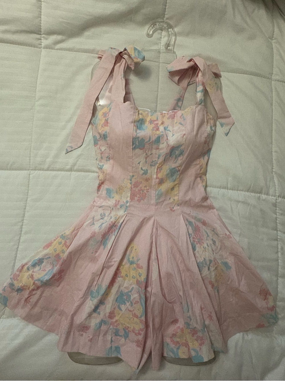 Pink Floral Tie-Shoulder Romper